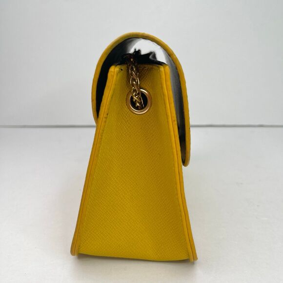 Shoulder Mini Tote Bag Purse Gold Chain Mustard Yellow Women’s #577 - Picture 2 of 12